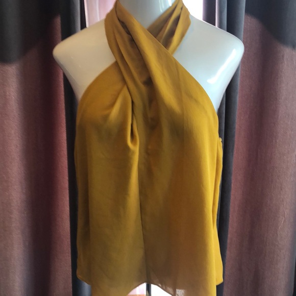Ann Taylor Factory Tops - ANN TAYLOR GOLDEN YELLOW CROSS OVER HALTER